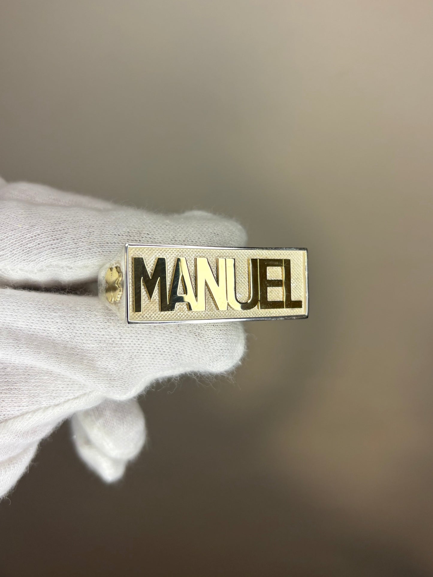 Manopla Maciza Plata y Oro 10k