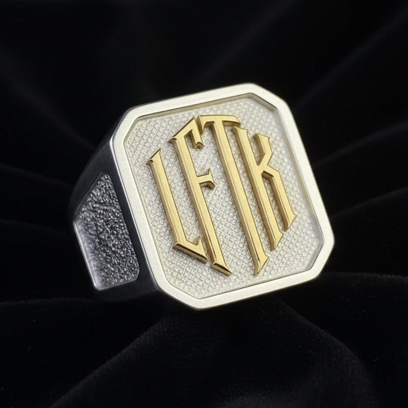 Anillo Hexa Plata y Oro 10k