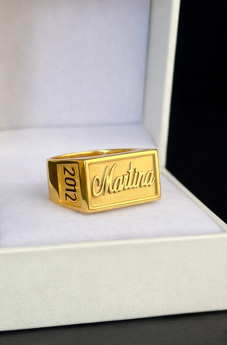Anillo Nombre Plata Enchapado En Oro