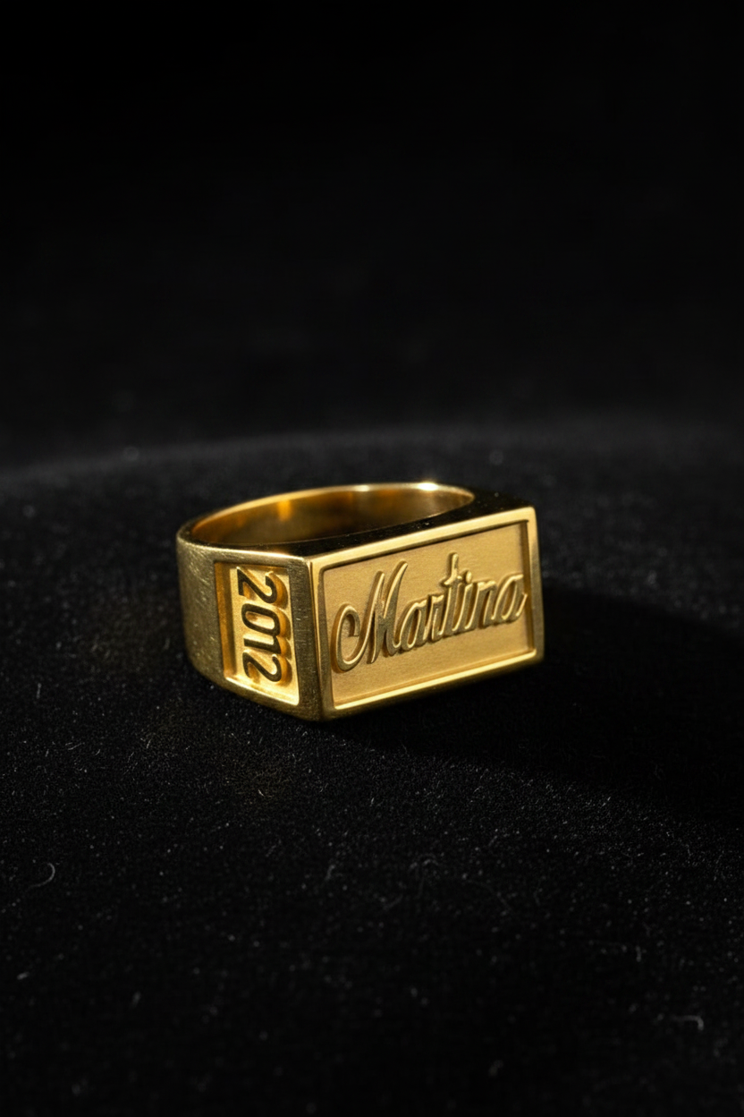 Anillo Sello Nombre Plata Enchapado