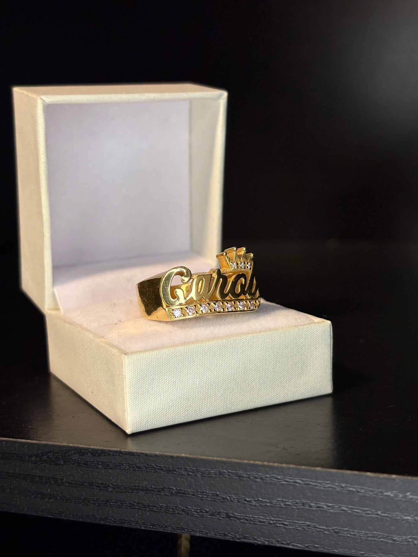 Anillo Nombre Queen Plata Enchapado