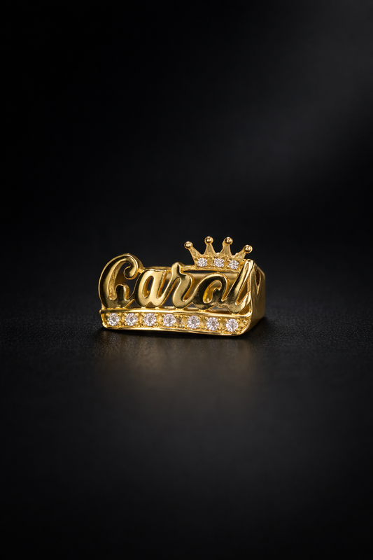 Anillo Nombre Queen Plata Enchapado